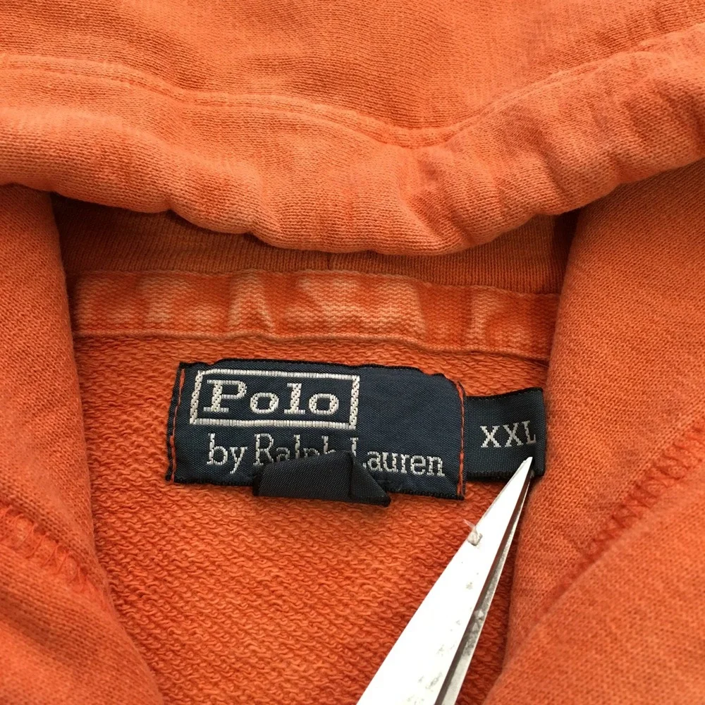 Polo Ralph Lauren Full Zip Hoodie Sweatshirt Mens 2XL Orange Pony Logo